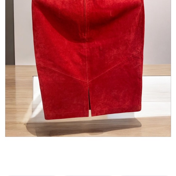 Leather Suede Red Mini Skirt SZ 4 International Rinzi Collection Vintage 1980's - Picture 4 of 7